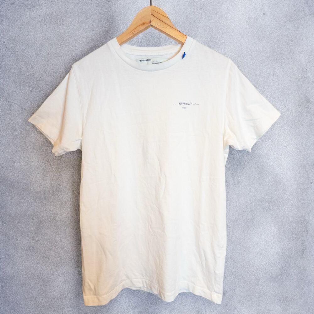Off-White FW20 “MAIN LABEL” Arrows Logo White Cotton T-Shirt Small